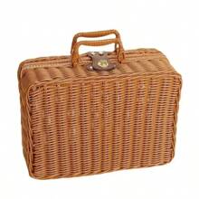 Rattan-Like Finish Box Braided Rattan Basket Retro Storage Box Handmade Gift Box For Knitting Supplies