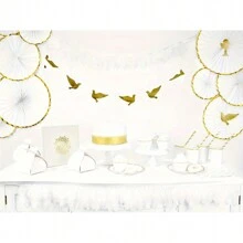 10Pcs/30Pcs-Pack White Paper Party Plates With Golden Foil Scalloped Edging For Birthday Wedding (9 Inches)