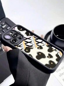 1pc Black Cow Print Pattern TPU Shockproof Phone Case Compatible With Iphone 16 15 14 13 12 11 Pro Max, Series
