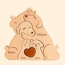 1pc,Family Dog Puzzle, Personalized Wooden Puzzles With 2-5 Family Members Names, Perfect Birthday Anniversary Wedding Gifts For Women Men Graduation - Apricot - View 8