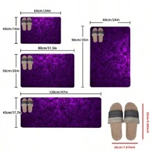 1pc Floral Pattern Bath Mat, Soft Plush Fabric Surface, Home Decorative Anti-Fatigue Floor Mat For Bathroom, Kitchen, Entryway, Classic Luxury Style, Comfortable Underfoot, Relieve Foot Fatigue Home Bathroom Decor Bath Rug Floor Carpet Outdoor Rug Door Mat Fall Decor Bathroom Accessories Back To School Entryway Decor - Purple - View 2