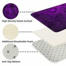 1pc Floral Pattern Bath Mat, Soft Plush Fabric Surface, Home Decorative Anti-Fatigue Floor Mat For Bathroom, Kitchen, Entryway, Classic Luxury Style, Comfortable Underfoot, Relieve Foot Fatigue Home Bathroom Decor Bath Rug Floor Carpet Outdoor Rug Door Mat Fall Decor Bathroom Accessories Back To School Entryway Decor - Purple - View 11