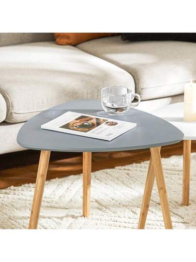 SoBuy FBT74 Set Of Side Tables Shelves Coffee Tafel Sofa Nesting Bamboo White/Natural view 4