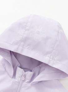 Balabala Girls' Softshell Jacket, Hooded Printed Spring Outerwear - Pink Purple - View 6