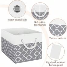 Storage Bins [3-Pack], Foldable Storage Baskets For Organizing Toys, Books, Shelves, Closet, Large Storage Box With Rope Handles, Sturdy Organizer Bins, White & Greyhalloween - Cỏ ba lá xám - Xem 11