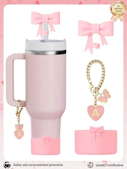 3 件/套 30 盎司 40 盎司杯子配件：蝴蝶、心、字母装饰饰物、蝴蝶结吸管防尘盖、蝴蝶结硅胶防摔杯套
