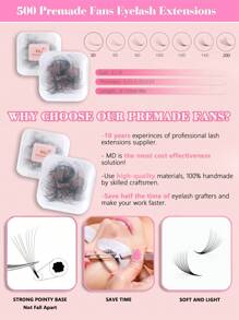 120pcs 3D 5D D-Curl Pre-Made Lash Trays, 8-15mm D-Curl, Suitable For Eyelash Extension, Create Fluffy & Voluminous Lashes, Handmade Loose Premade Lash Clusters - D - View 10