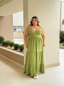 Plus Size Dresses - Dark Green - View 3