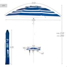 Aktive Windproof Beach Umbrella 8 Ribs 210 Cm Blue Stripes With Table ✅ Delivery 24/48h To Spain (Mainland) - Multicolor - View 4