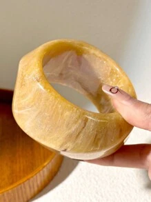 1 件女士不对称圆形树脂手镯，暖色系列，优雅，适合作为送给家人和朋友的礼物
