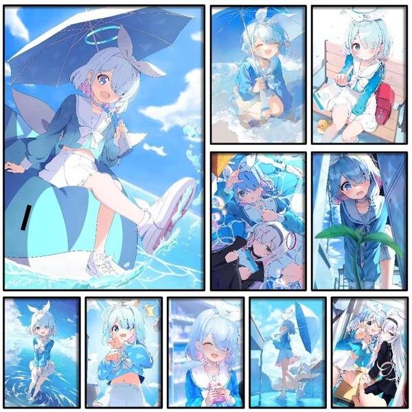 1 pieza Arte de Pared Póster con opción de marco, Póster del juego Blue Archive, impresión en papel para decoración del hogar, sala de estar, dormitorio, entrada, bar, restaurante, cafetería