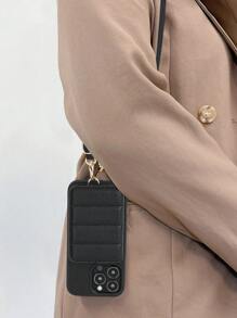 1pc Black Wallet-Style Detachable Shoulder Strap Phone Case With Card Slots & Lanyard Compatible With IPhone 16e/11 Pro Max, IPhone 12 Pro Max, IPhone 13 Pro Max, IPhone 14 Pro Max, IPhone 14 Plus, IPhone 15, IPhone 15 Pro Max, Galaxy S20 Ultra, Galaxy S21 Plus, Galaxy S21 Ultra, Galaxy S22 Plus, Galaxy S23/S24/S25 Ultra, Pixel 5A 5G, Pixel 6 Pro, Pixel 7 Pro, Pixel 8 Pro, Xperia Ace III, Xperia 1 V, Xperia 5 V, Xperia 10 V Waterproof Shockproof Anti-Fall Scratch Resistant