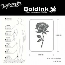Boldink Técnica de tatuaje no permanente Boldink, diseño de silueta minimalista de rosa, nuevo diseño de tatuaje, pegatina de tatuaje, dura 1-2 semanas, diseño de tatuaje delicado, sin brillo, excelente opción para tatuaje temporal