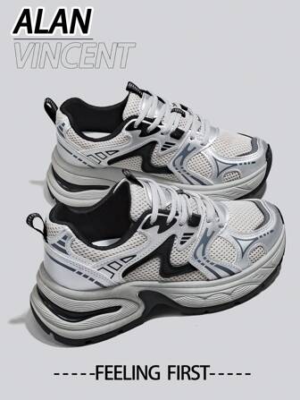  Zapatillas de deporte plateadas de la serie City Sneaker de Alan Vincent 2025 Nuevos zapatos deportivos de suela gruesa para mujer, cómodos y de moda, zapatillas de running casuales, zapatos para mujer para exteriores, zapatos transpirables de malla
