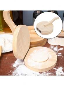 1 pieza Rodillo de masa circular con mango de madera, máquina de hacer pasteles manual multiusos, fácil de usar para envolturas de dim sum, panecillos, pasteles lunares y talla grande