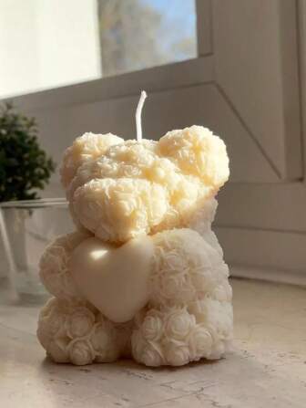 1pc Heart-Shaped Rose Bear DIY Craft Mold - Suitable For Handmade Valentine's Day Artwork, Statues, Desk Decor, Aromatherapy Candles, Plaster Fragrance Stones, Handicraft Gifts And More