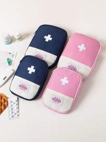 Portable Travel First Aid Kit Bag With Embroidered Cross Patch, Mini Portable Medical Kit First Aid Bag, Suitable For Car Bike Marathon Running Outdoor Camping Hiking Emergency, Medical Emergency Storage Wear Resistant