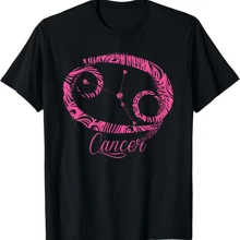 Pink Cancer Zodiac Sign Symbol Stars June July Birthday T Shirt