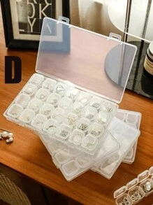 1pc 3-Layer Transparent Plastic Storage Box, Jewelry Box, Jewellery Box, Storage Cabinet, Storage Box, White, Easter Elements, Can Be Used For Cosmetics, Jewelry, Toys, Socks Etc., With Handle Multi-Compartment Component Box Electronic Parts Screw Accessory Tool Sorting Grid Dustproof Large Capacity Hair Accessories Earrings Necklaces Beads Craft Supplies Box, Valentine's Day Gift, Christmas Gift Back To School