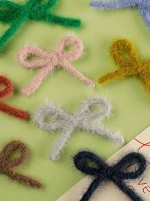 10pcs Assorted Color Fuzzy Bow Decorations (Random Color), DIY Craft Supplies For Socks, Shoes, Hats, Hair Accessories, Home Decor Bows Gifts Birthday Graduation