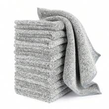 10 pièces Torchons de cuisine, Torchons à vaisselle de haute qualité, Chiffons de nettoyage en microfibre super absorbants, Sans huile, Lavables et séchage rapide (gris) - Gris - Voir 1