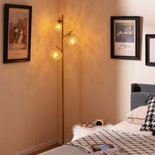 Homasis 3-Globe Floor Lamp W/ Foot Switch & 3 E26 Bulb Bases Sturdy Metal Pole - View 5