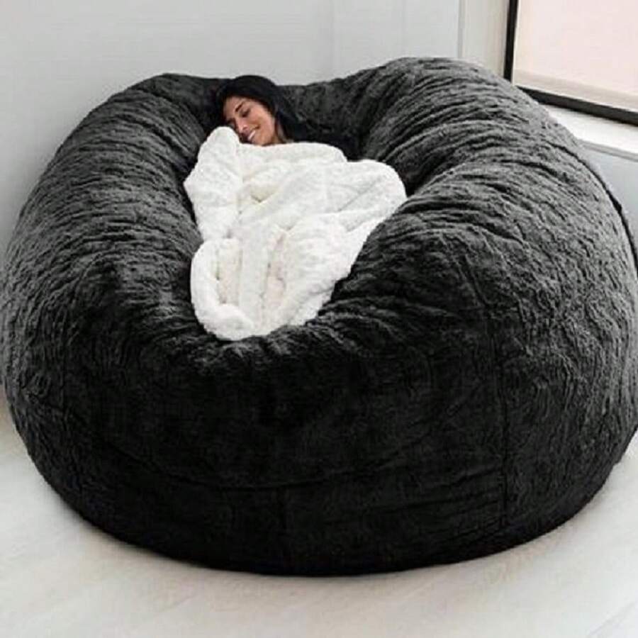 1 Stück bequeme Sofabezug, mit Schaumstoff gefüllter Sitzsack, 2-3 Sitzer, weiches Plüschmaterial, multifunktional, faltbares Design (nur Bezug, ohne Füllung), Wohnzimmer Tatami Sofa Bezug