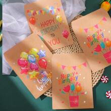 24pcs Floral Thank You Gift Paper Bags With Stickers, Cute Animal Balloon Birthday Party Gift Paper Bags With Stickers, Kraft Happy Birthday Gift Bags, Colorful Packaging Bags For Birthday Party Decor