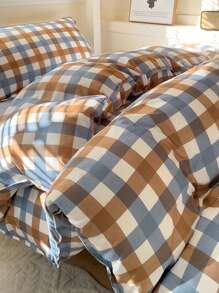 4pcs Soft Brushed Bedding Set, Minimalist Style, Suitable For Student Dormitory Bunk Bed, Baby Nursery, Children Room, Includes 1pc Duvet Cover, 1pc Bedsheet, 2pcs Pillowcases - Cocoa Coffee Tea - View 6