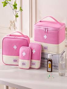 Portable Travel First Aid Kit Bag With Embroidered Cross Patch, Mini Portable Medical Kit First Aid Bag, Suitable For Car Bike Marathon Running Outdoor Camping Hiking Emergency, Medical Emergency Storage Wear Resistant