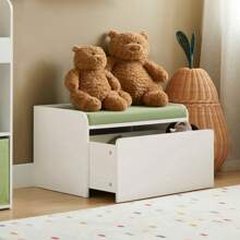 SoBuy KMB80-W Children's Toy Chest, Toy Box, Storage Box, Shoe Bench With Seat Cushion, Bench, Toy Storage For Children, White, Approx. 60x35x34cm (WxHxD) - White - View 5