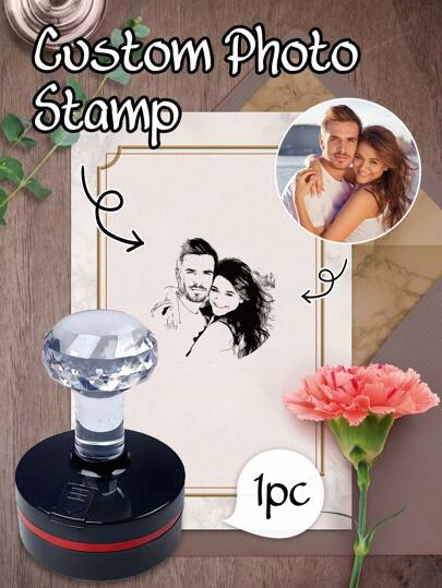 1/2 piezas Sello personalizado con foto redonda, sello de retrato personalizado, sello de goma de madera personalizado con foto/rostro, sellos personalizados con imagen, sello personalizado DIY, sello de boda personalizado, sellos de aniversario personalizados, sellos de mascotas personalizables, multifuncional, anti-moho, ornamental, de alta calidad, adorable, para papá, mamá, familia, amigos, hijo, hija, niños, para aniversarios, para cumpleaños, para inauguración de la casa, para graduación, oficina, salón de té, escuela, hogar, útiles escolares, hogar y vida, ambiente navideño en el hogar, recuerdos