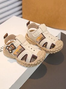 1 Pair Summer New Kids Closed Toe Sandals, Children Soft Bottom Bear Cartoon Sandals, Toddler Anti-Collision Shoes, Caring Companion For Growing Up