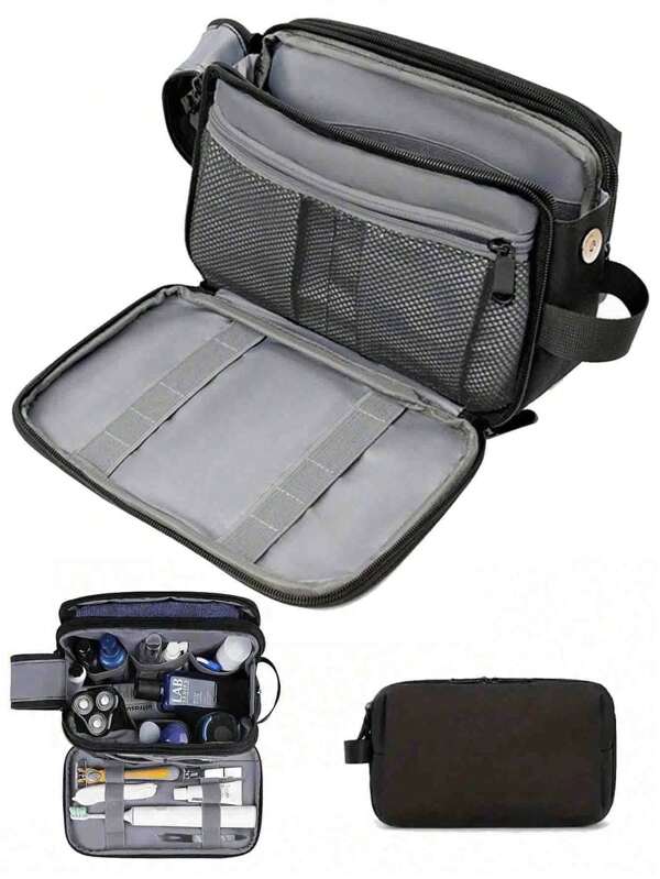 1Pc Toiletry Bag For Men, Travel Toiletry Organizer Dopp Kit Water-Resistant Shaving Bag For Toiletries Accessories, Door Room Essentials, Suitable For Both Home And Travel Use. Unique Design Allows You To Get A Toiletry Bag, Shaving Kit, And Makeup Bag/Cosmetic Bag All In One