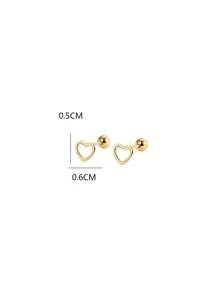 SENLANSP 1 par de aretes tipo earcuff con corazón hueco, aretes de tornillo retorcido para hueso de la oreja