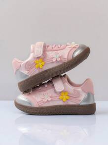 1 Pair Kids' Fashionable Comfortable Lace-Up Casual Sports Shoes, Suitable For Spring & Summer Outdoor - Pink - View 2