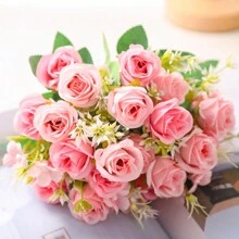 2pcs 5-Branches 14-Flowers, Simulated Rose Fragrant Concubine Rose Artificial Bouquet Home Decoration Bouquet Ornament Wedding Decoration Bouquet Bridal Handheld Flower Restaurant Desktop Decoration Bouquet Vase Flower Arrangement DIY Bouquet Photography Props Fake Bouquet