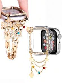 1 Stück Metallarmband für Apple Watch Damen, kompatibel mit Apple Watch Series 10/9/8/7/6/SE/5/4/3/2/1, 38mm - 49mm, Metallarmband mit verstellbarem Schnallenverschluss für besseren Sitz am Handgelenk, einzigartiges Cut Out Uhrengehäuse/Band separat erhältlich (Uhr nicht inbegriffen)