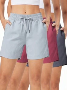 3 Pack 5" Womens Athletic Shorts Basic Running Shorts Lightweight Quick Dry Gym Workout Shorts With Pockets