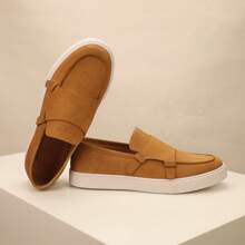 Classic Retro Casual Loafer Shoes For Men, Versatile Comfortable Slip-On Suede Leather Oxford Dress Shoes For Business, Formal Events, Oversized - Brown - View 9