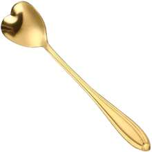 Kit Jogo 6 Colheres Café Chá Coração Sobremesa Inox Dourada