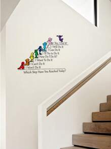 1 pièce Autocollant mural avec citation inspirante, autocollant mural avec phrases de motivation de style bande dessinée, décoration de la maison, autocollants PVC imperméables, art mural autocollant, autocollants de motivation, style contemporain, pour la décoration de la salle de classe, la décoration de la chambre des enfants, la décoration murale, la décoration de la maison, la décoration de la salle d'étude - Multicolore - Voir 3