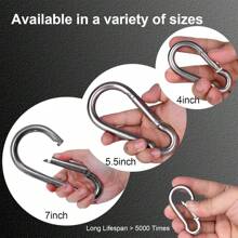 Large Carabiner Clip Hooks, 4pcs 7 Inch Carabiners Heavy Duty, 304 Stainless Steel Spring Snap Hook Fits Camping Hanging Hiking Weight Lifting, Metal Clips For Rope Or Chain