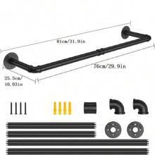1 件 31.9 英寸衣架铁艺水管壁挂式展示架衣服杆架壁挂式服装管架墙壁铁艺衣柜收纳架服装挂杆工业风格黑色管衣架适用于精品服装店、卧室和商场装饰品装饰节日装饰房间装饰家居装饰卧室装饰 - 黑色 - 查看 7