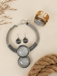 手工制作超大多层波西米亚风欧式美式宴会派对度假村铝线树脂亚克力项链耳环手链套装女士