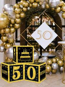 1pc 27cm Numbers 0-9 Black Gold Birthday Box, Numbers 0-9 Black Gold Birthday Box, Happy Birthday Party Room Background Decoration, Black Gold 18th 30th 40th 50th 60th 70th 80th Birthday Gift Box Present Boxes For Birthday Celebrations Supplies, Birthday Photo Props, Birthday Party Gift Favor