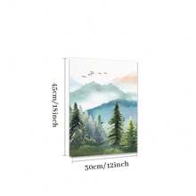 1 Pc Framed Watercolor Green Forest Tree Mountain Range Nature Wall Art Canvas Poster Painting Wall Decor For Bedroom Living Room