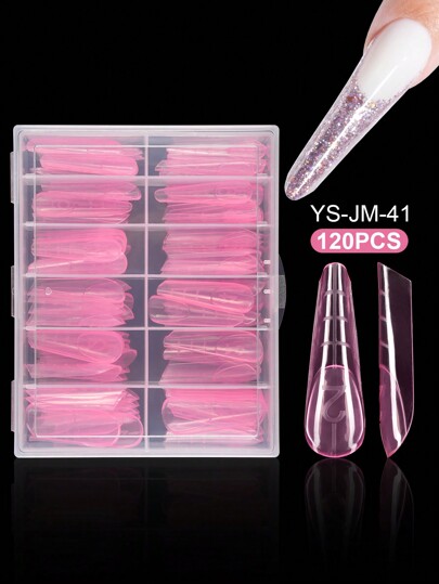 120 adet/kutu Jel Tırnak Etiket Seti, Önceden Şekillendirilmiş Takma Tırnaklar, Jel Oje Uygulamasına Uygun, Kolay Çıkarılabilir Akrilik Tırnak Etiketleri, Kristal Tırnak Kalıbı (Kağıt Kalıp Gerekmez), Hızlı UV/LED Uzatma İçin Uygun, Çift Başlı Uzatma Aleti, Takma Tırnak Etiketleri, Tırnak Sanatı Malzemeleri