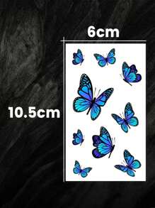 2 Pcs Waterproof Temporary Tattoos, Elegant Dynamic Blue Butterfly Design Premium Tattoo Stickers, Lasting 3-5 Days, Suitable For Men & Women To Cover Scars On Chest, Waist, Arm, Thigh Or Back, Great For Party, Gift, Holiday, Easy To Apply And Remove Disposable Body Art Tattoo Stickers