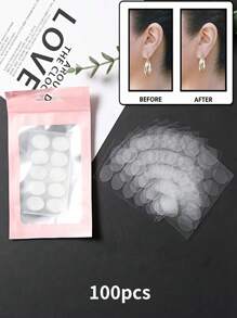 50/100 piezas Protector adhesivo invisible para perforaciones de oreja, accesorios para agrandamiento de lóbulos, pegamento para atrás de aros - Multicolor - Ver 10